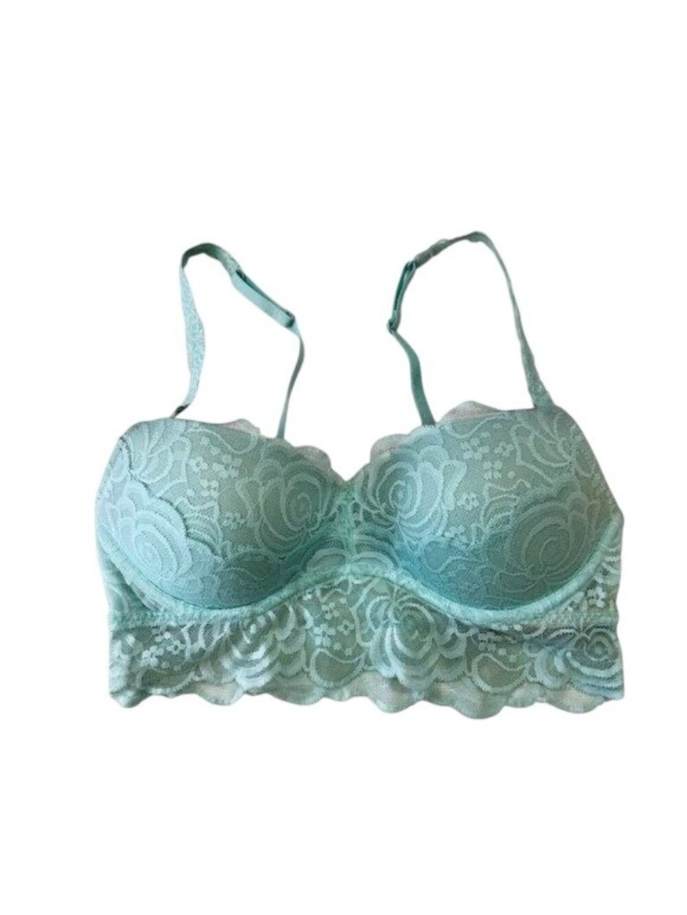 Victorias Secret Pink Lace Bralette Seafoam Green Size S/P Adjustable Straps